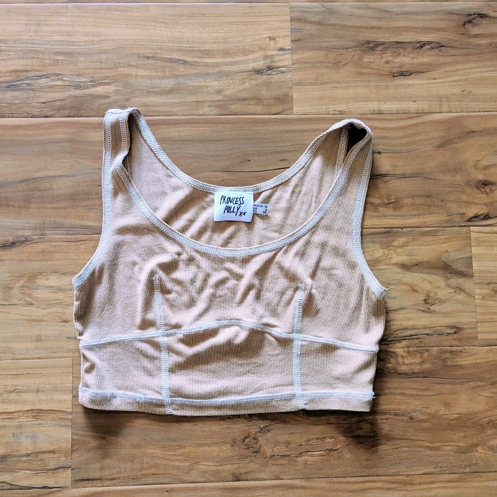 Princess Polly Carl Top Beige
